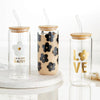 Glass Cold Brew Tumbler - Black Flowers