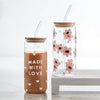 Pink Floral Glass Tumbler