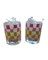 Cheers! Checkered Rock Glass Drink Set