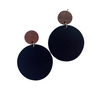 Genuine Leather and Cork Black Floral Earrings